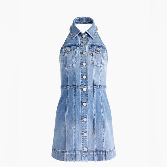 Alice + Olivia Kendall Denim Halter Minidress - Picture 2 of 8
